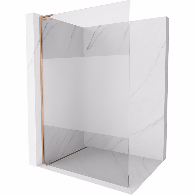 MEXEN/S - Kioto L Sprchová zástena WALK-IN 80 x 200, transparent/dekor, meď kartáčovaná 800-080-103-65-35