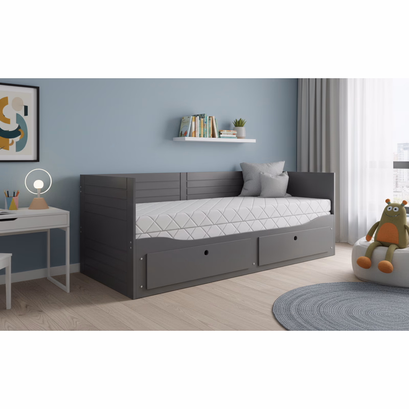BMS Detská posteľ HERMES s matracom | sivá 80 x 200 cm