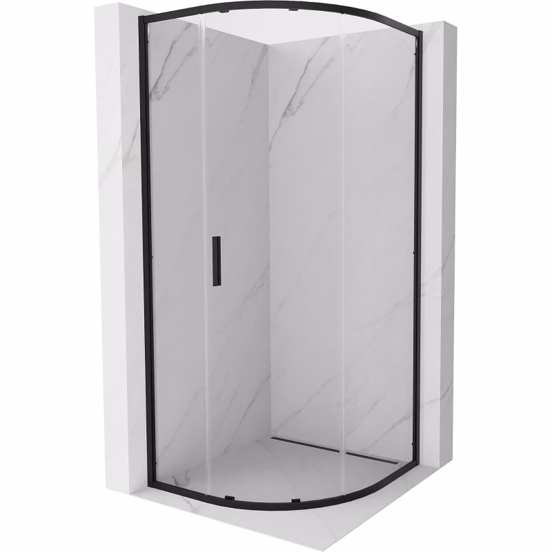 MEXEN/S - Exo štvrťkruhový posuvný sprchovací kút 80 x 80, transparent, čierna 8131-080-080-70-00