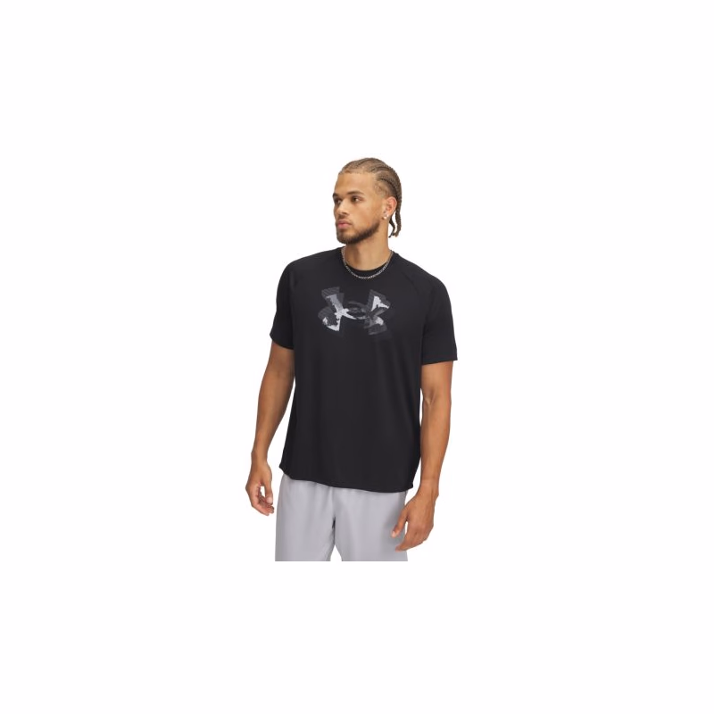 Pánske tréningové tričko s krátkym rukávom UNDER ARMOUR UA M TECH PRINT FILL SS-BLK