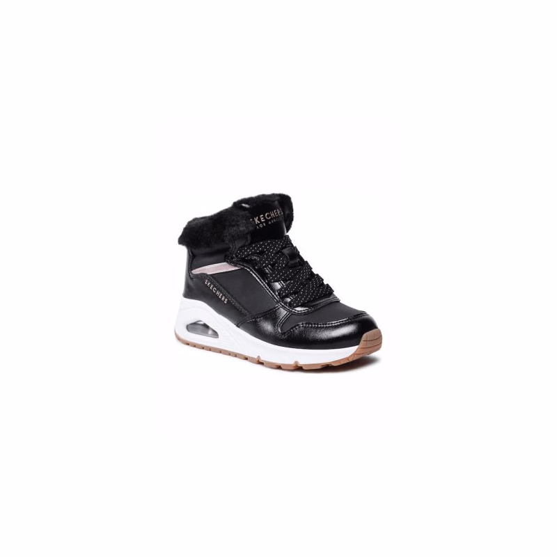 Dievčenské členkové zimné topánky SKECHERS Uno Cozy On Air black gold