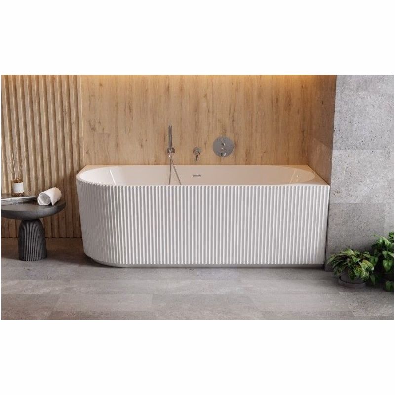 BESCO - Voľne stojaca vaňa DENAYA biela, sifón so štrbinovým prepadom - Farba - Biela, Farba sifónu - Čierna, Rozmer vane - 170 × 78 cm, Spôsob prevedenia - Pravé VANDENA170PB