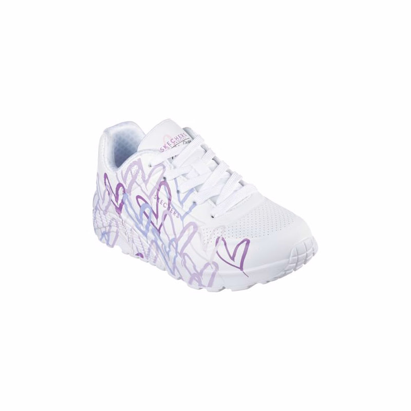 Dievčenská rekreačná obuv SKECHERS Uno Lite Spread The Love white light purple