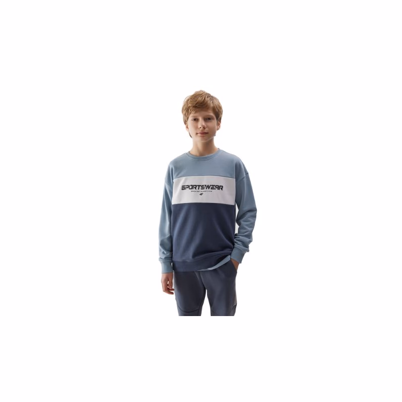 Chlapčenská mikina 4F JUNIOR SWEATSHIRT-JWSS24TSWSM0923-34S-LIGHT BLUE