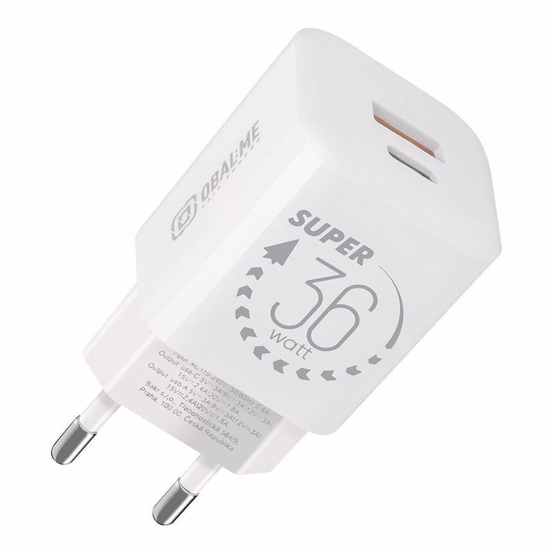 OBAL:ME GaN Cestovná Nabíjačka USB-A + USB-C 36W White