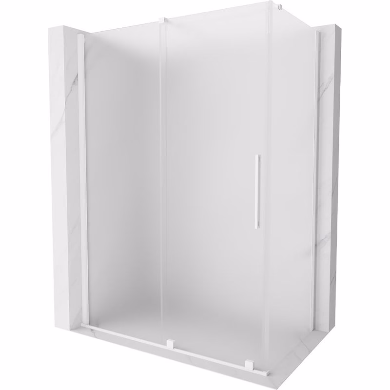 MEXEN/S - Velár sprchovací kút, posuvné dvere 140 x 80, dekor, biela 871-140-080-31-20