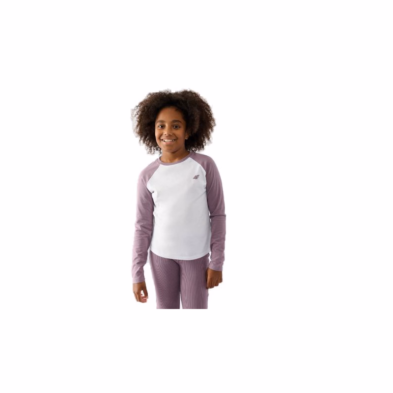 Dievčenské tričko s dlhým rukávom 4F JUNIOR LONGSLEEVE-JWAW24TLONF291-51S-VIOLET
