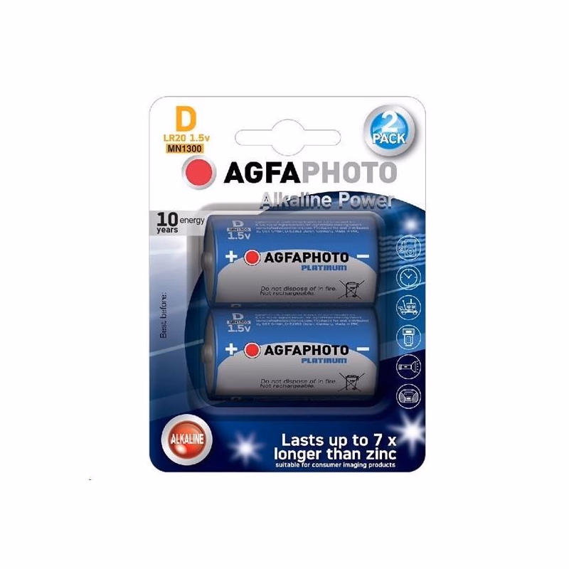 AgfaPhoto Power alkalická batéria LR20/D, blister 2ks
