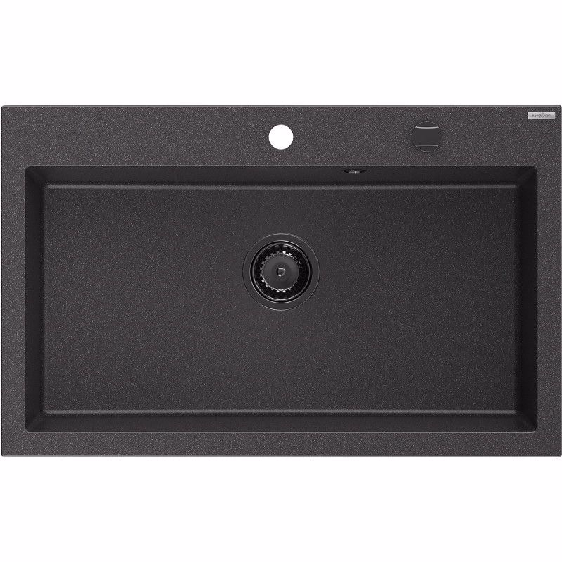MEXEN/S MEXEN/S - Elix granitový drez 1-miska 800 x 500 mm, čierna kropenatá, sifón čierna 6527801005-76-B