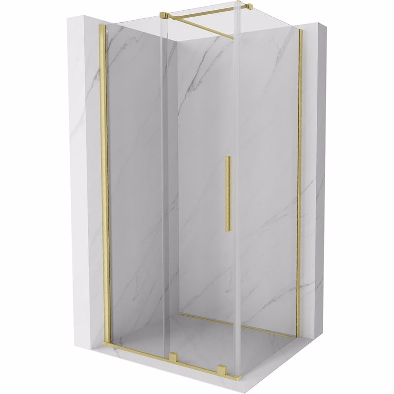 MEXEN/S - Velár sprchovací kút 90 x 100, transparent, zlatá kartáčovaná 871-090-100-01-55