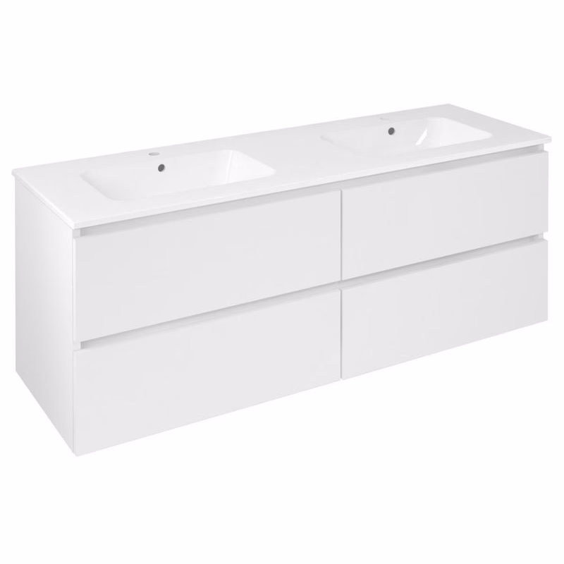 SAPHO - EZARA dvojumývadlová skrinka 140x55x46cm, biela lesk EZ141-3030