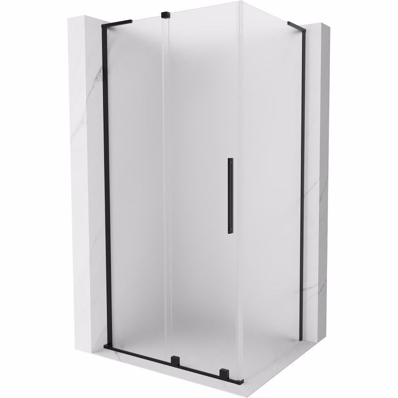 MEXEN/S - Velar L sprchovací kút, posuvné dvere 100 x 120, dekor, čierna 871-100-120-33-70