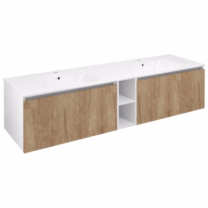 SAPHO - LOREA skrinka 160x46x51,5cm (70+20+70cm), dub alabama/biela matná LE070-2231-08