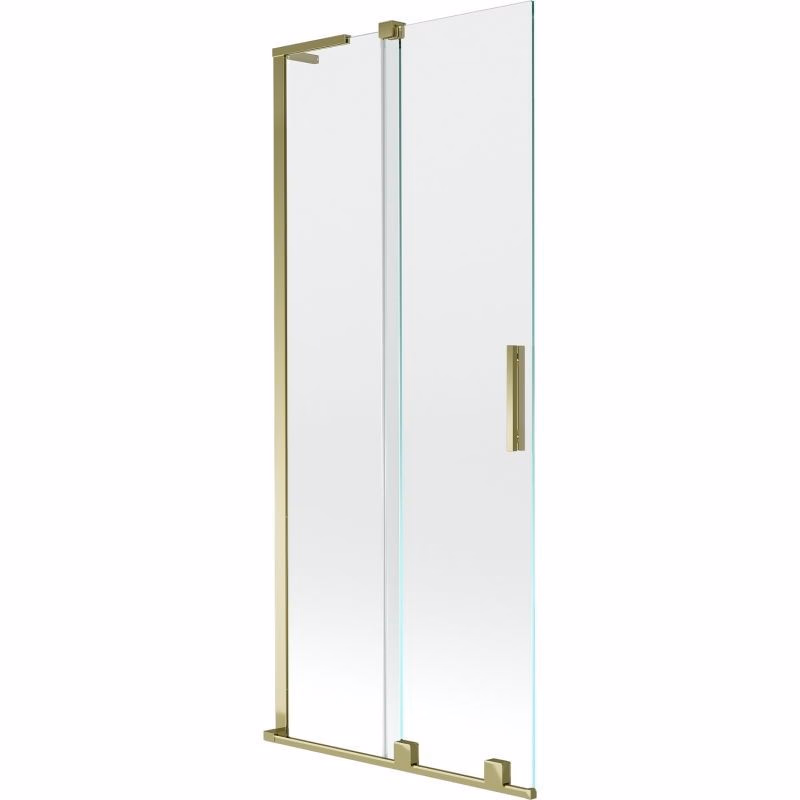 MEXEN/S - Velar L dvojkrídlová posuvná vaňová zástena 80 x 150, transparent, zlatá 896-080-003-01-50