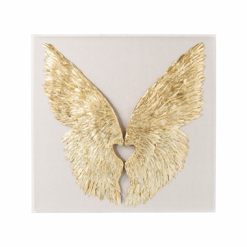 Wings nástenná dekorácia 120x120cm zlatá/biela