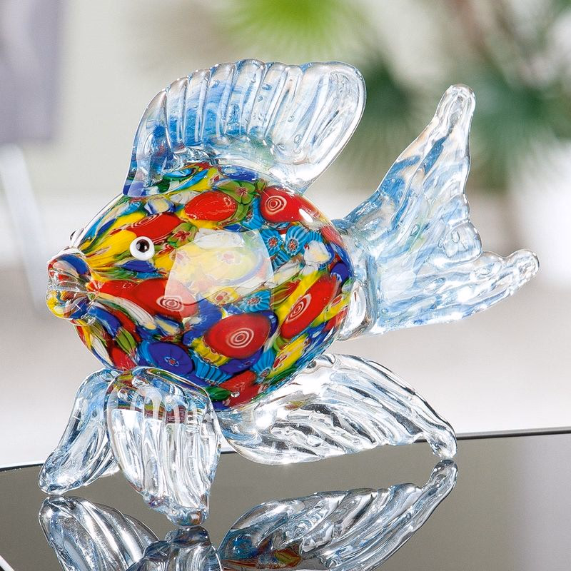 Farebná sklenená figúrka ryby „Bunter Seefisch“, 14 cm
