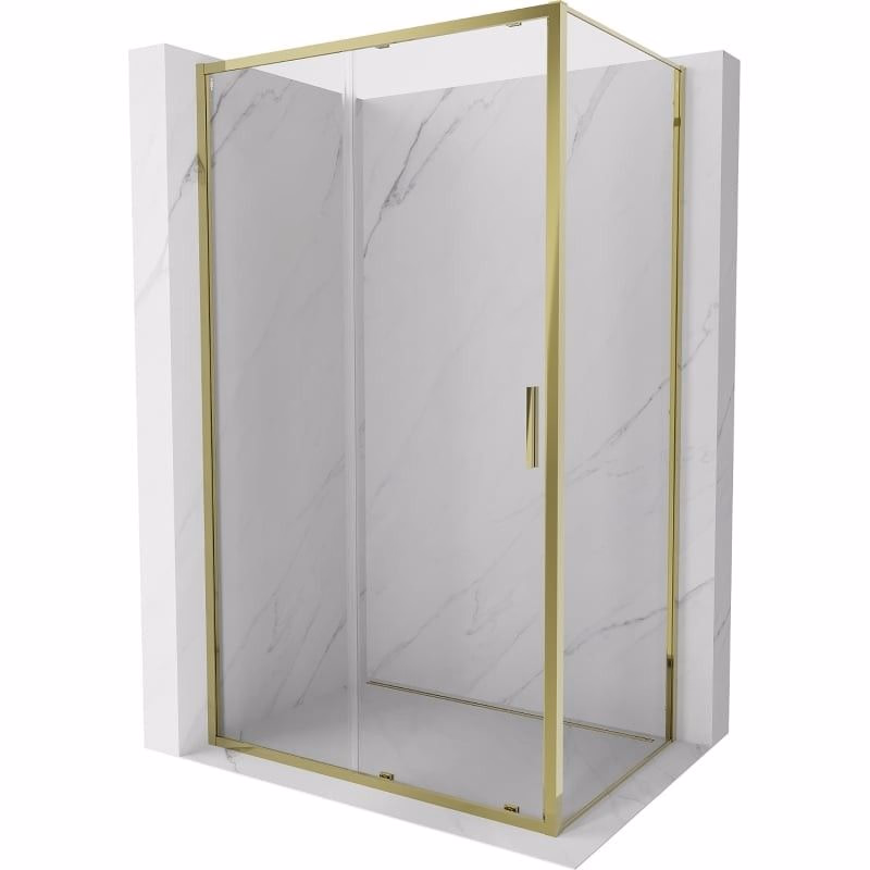 MEXEN/S - Exo sprchovací kút, posuvné dvere 135 x 95, transparent, zlato 8151-135-095-50-00