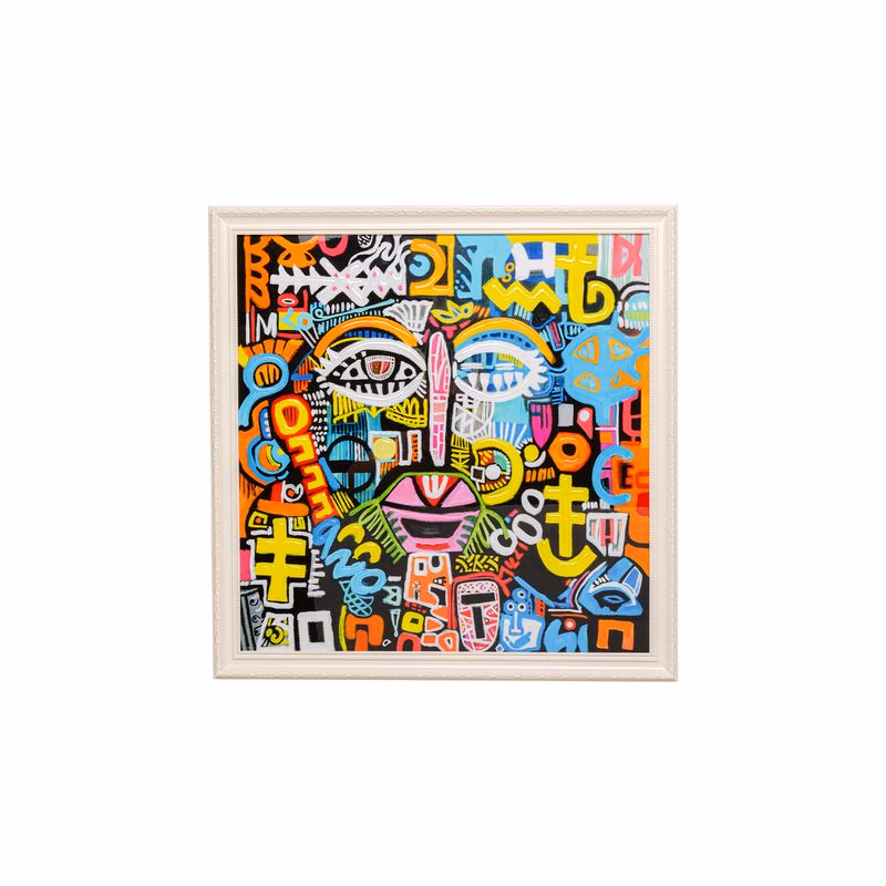 Doodle Face zarámovaný obraz 80x80 cm