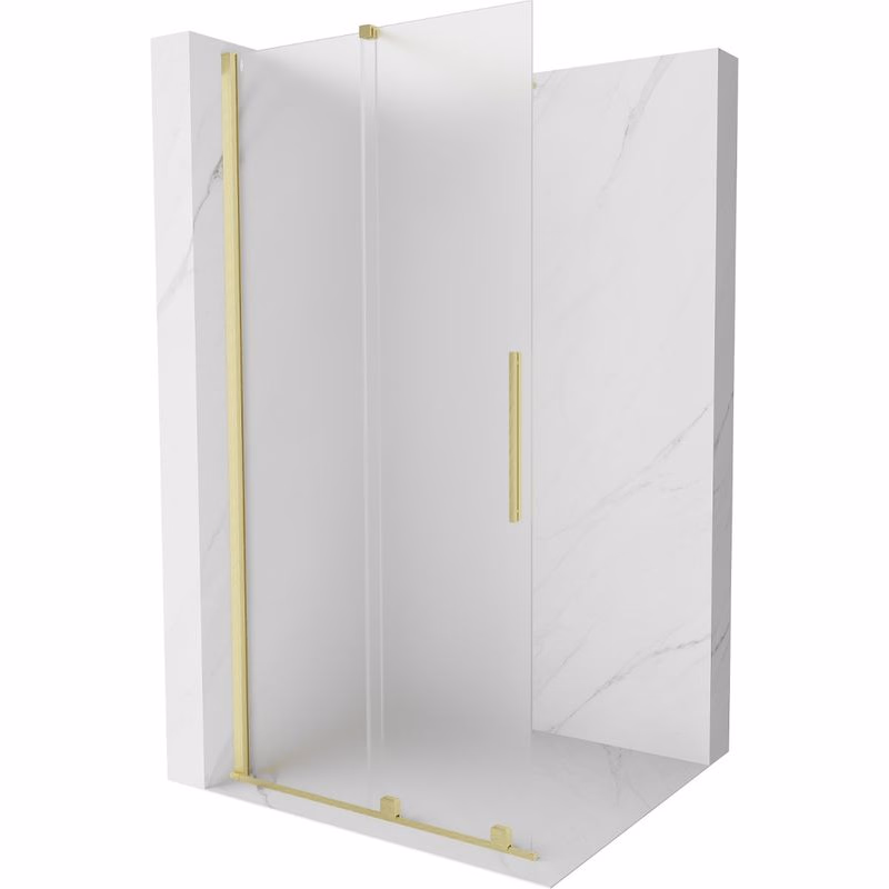 MEXEN/S - Velar Sprchová zástena posuvná Walk-in 120 x 200, dekor 8 mm, zlato kefovaná 871-120-000-33-55