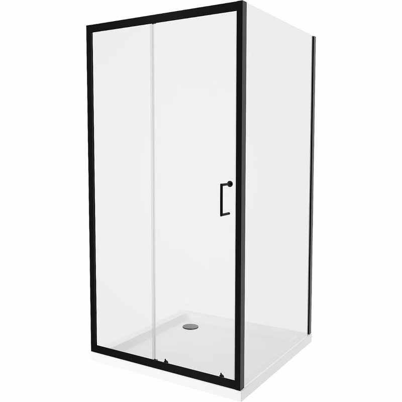 MEXEN/S - Apia Sprchovací kút 100x100, transparent, čierna + vanička so sifónom 840-100-100-70-00-4010B