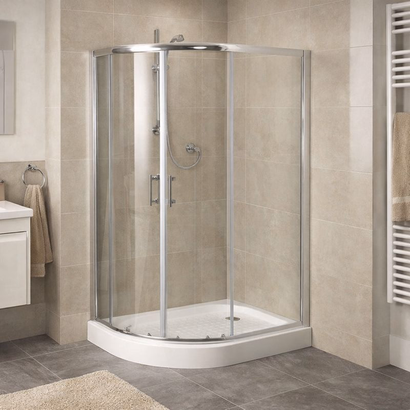 OLSEN SPA - Sprchovací asymetrický kút s vaničkou IBIZA II - Farba rámu zásteny - Hliník chróm, Rozmer A - 100, Rozmer B - 80, Smer zatváranie - Ľavé (SX), Výplň - Číre bezpečnostné sklo - 5 mm OLBIBI210L