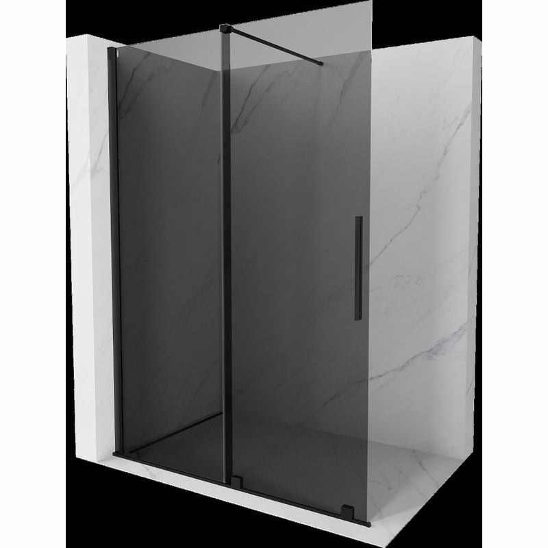 MEXEN/S - Velar Sprchová zástena posuvná Walk-in 160 x 200, grafit 8 mm, čierna 871-160-000-43-70