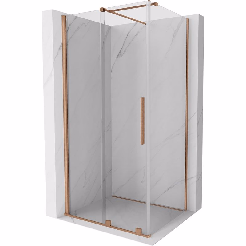 MEXEN/S - Velár sprchovací kút 130 x 90, transparent, kartáčovaná meď 871-130-090-01-65