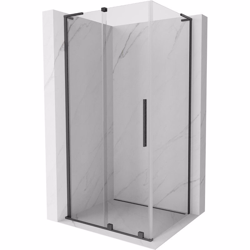 MEXEN/S - Velar L sprchovací kút, posuvné dvere 110 x 120, transparent, grafit kartáčovaná 871-110-120-03-66
