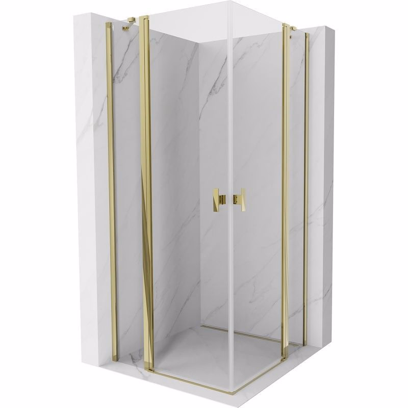 MEXEN/S - Mist Duo sprchovací kút dvere krídlové 85 x 85, transparent, zlato 8A4-085-085-50-00