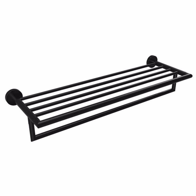 SAPHO - X-ROUND BLACK polička na uteráky s hrazdou 500, čierna mat XR421B