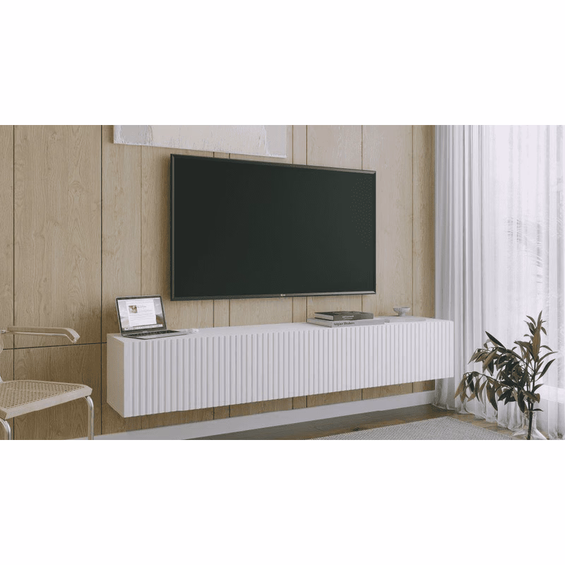 ArtExt Závesný TV stolík JOY | 200 cm Farba: Biela (drážky)