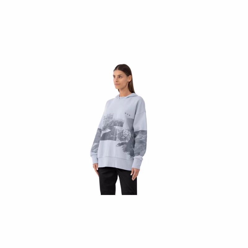 Dámska turistická mikina s kapucňou 4F WOMENS SWEATSHIRT BLD013-34S-LIGHT BLUE