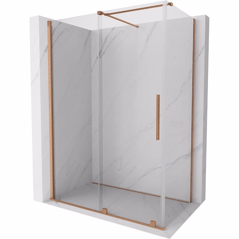 MEXEN/S - Velár sprchovací kút 160 x 70, transparent, kartáčovaná meď 871-160-070-01-65