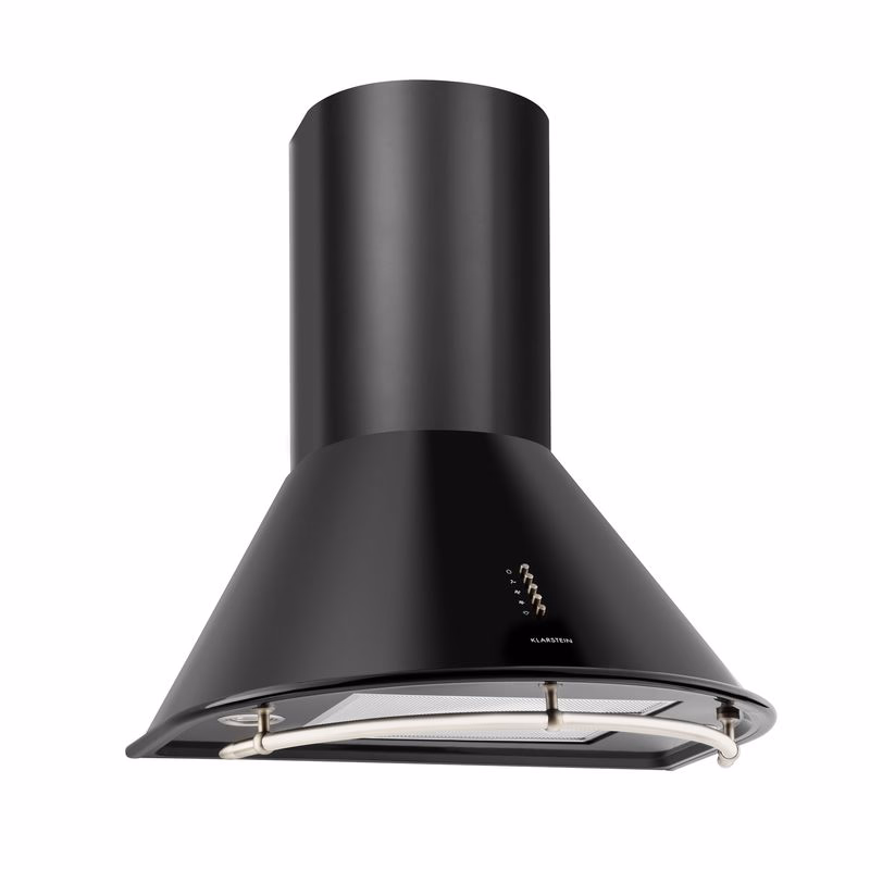 Klarstein Noir, digestor, 60 cm, komínový, 490 m³/h, retro dizajn, nehrdzavejúca oceľ, čierny