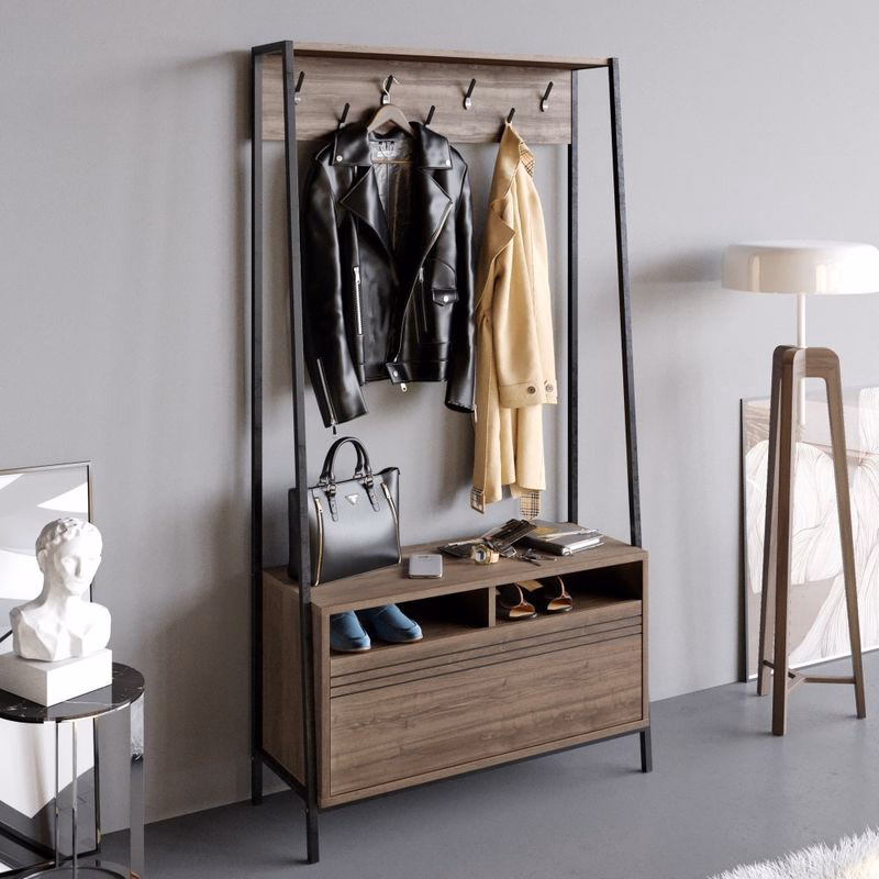 Predsieňová stena Devin - Walnut, Black