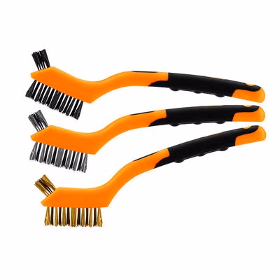 NEO TOOLS Drôtené kefy sada 3 ks, 3x7 jednotlivých radov (Kefy z oceľového drôtu, nylonu a mosadze. Kefa je profilovaná na účinné čistenie.) 39-100