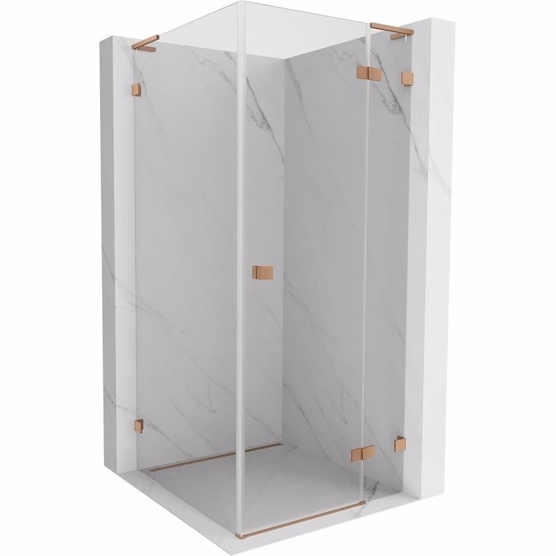 MEXEN/S - Lunar L sprchový kút dvere krídlové pravá 70 x 70, transparent, meď kartáčovaná 834L-070-070-65-00-P