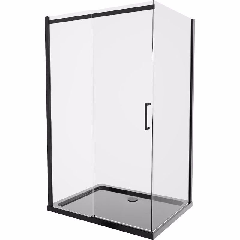 MEXEN/S - Omega sprchovací kút 120x90, transparent, čierna + čierna vanička so sifónom 825-120-090-70-00-4070B