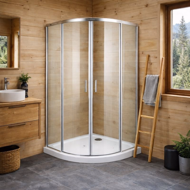 OLSEN SPA - Štvrťkruhový sprchovací kút s vaničkou BILBAO - Farba rámu zásteny - Hliník chróm, Rozmer A - 90, Rozmer B - 90, Smer zatváranie - Univerzálny Ľavé / Pravé, Výplň - Číre bezpečnostné sklo - 5 mm OLBBIL90CC