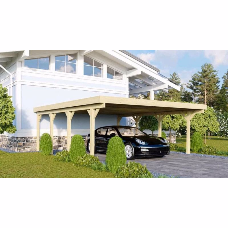 Drevený prístrešok / carport CLASSIC 2A s plechmi Lanitplast