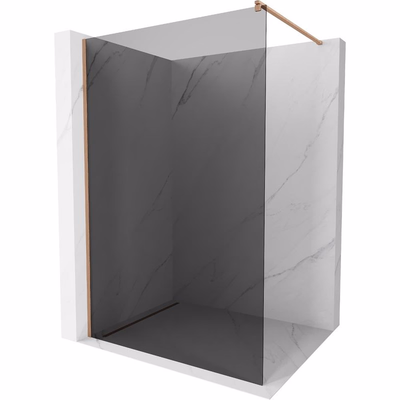 MEXEN/S - Kioto Sprchová zástena WALK-IN 90 x 200, grafit 8 mm, meď kartáčovaná 800-090-101-65-40