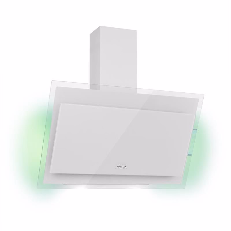 Klarstein Mirage 90, digestor, 90 cm, nástenný, 550 m³/h, A++, dotykový panel, RGB svetlo, biely