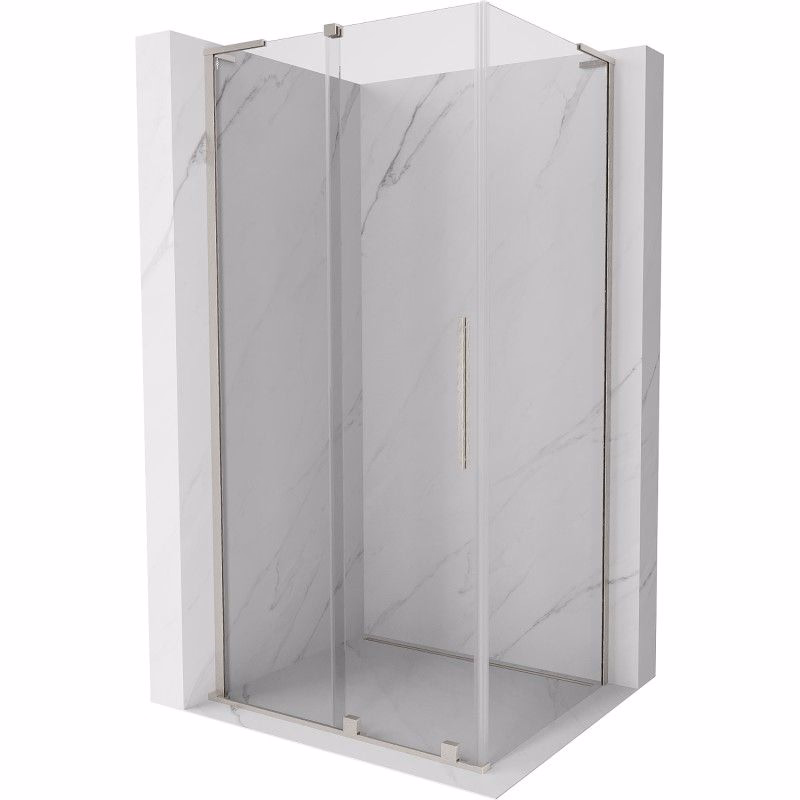 MEXEN/S - Velar L sprchovací kút, posuvné dvere 110 x 85, transparent, nikel kartáčovaný 871-110-085-03-97