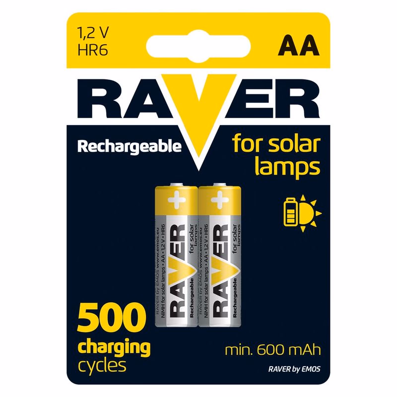 Nabíjacie batérie do solárnych lámp RAVER AA 600 mAh, 2 ks
