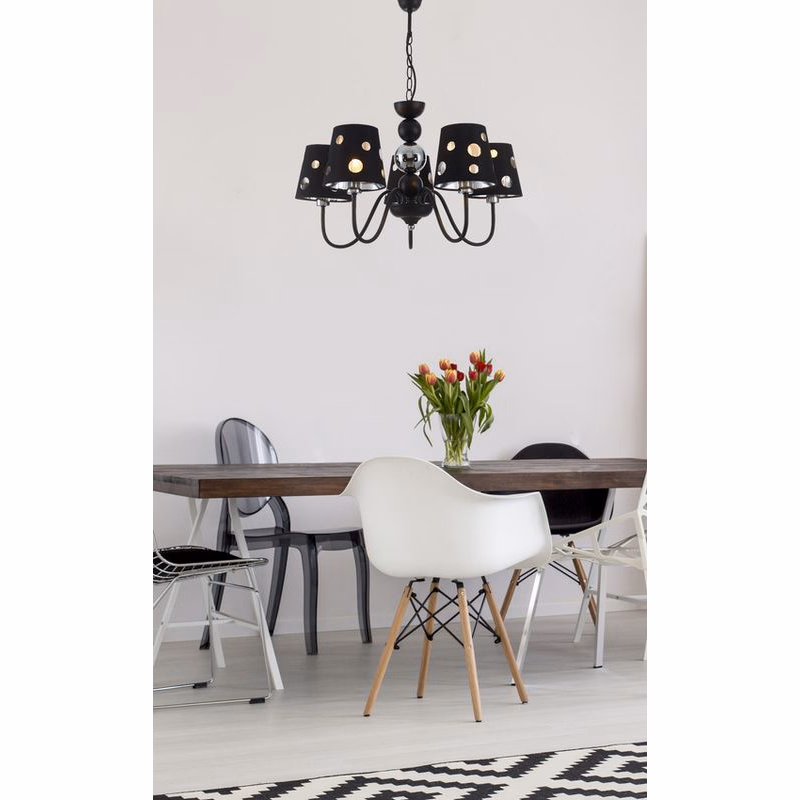 Čierna závesná lampa 5xE14 Batley Ledea