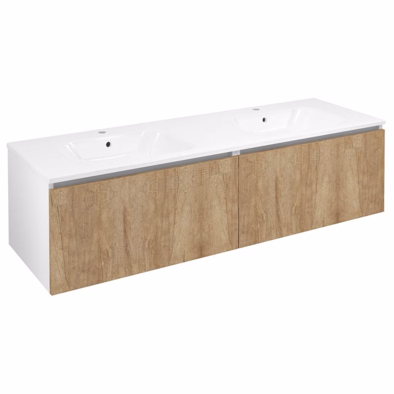 SAPHO - LOREA skrinka 140x46x51,5cm (70+70cm), dub alabama/biela matná LE070-2231-02