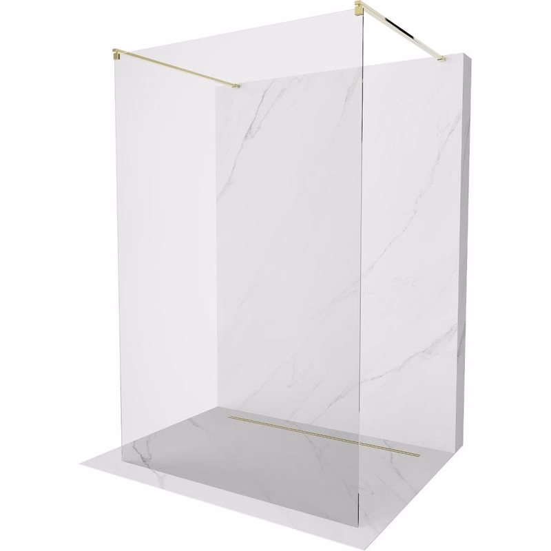 MEXEN/S - Kioto Sprchová zástena WALK-IN voľne stojaca 115 x 200, transparent 8 mm, zlatá 800-115-002-50-00