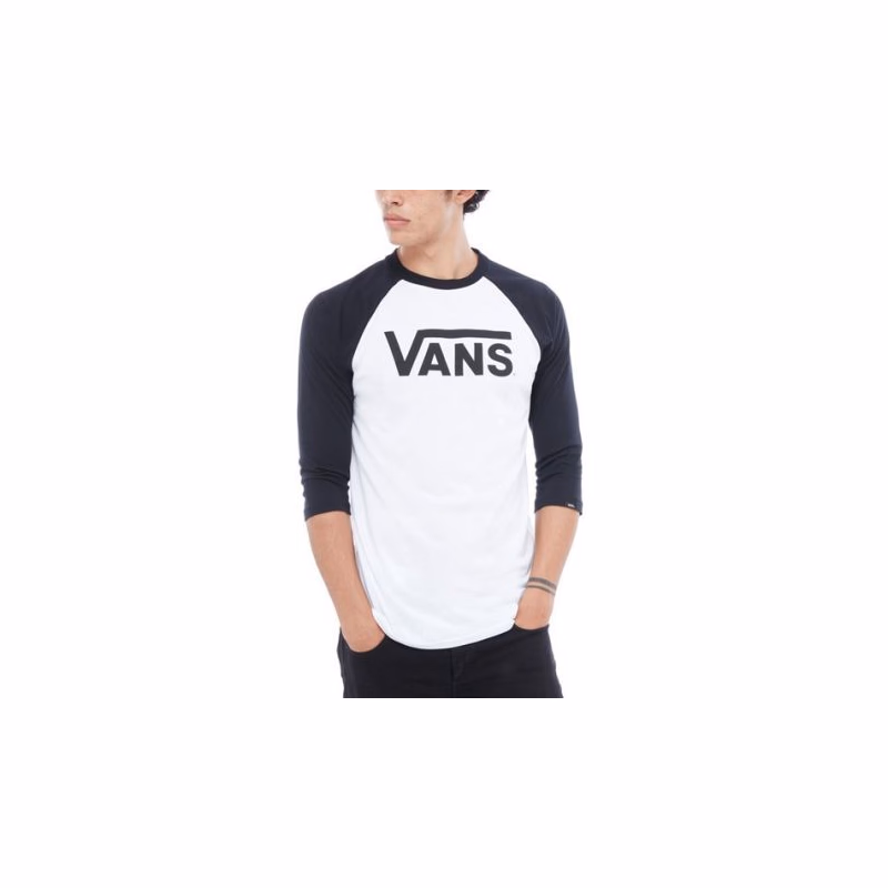 Pánske tričko s krátkym rukávom VANS CLASSIC RAGLAN-WHITE-BLACK