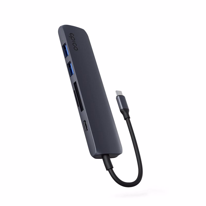 Epico 6v1 hliníkový USB-C 8K húb - atramentová