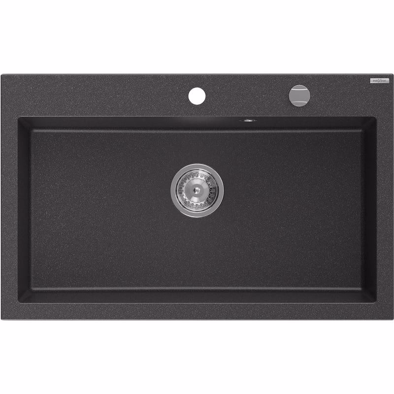 MEXEN MEXEN - Elix granitový drez 1-miska 800 x 500 mm, čierna kropenatá, sifón chróm 6527801005-76